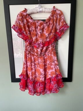 chinese dress ladies JS Jessica Simpson Dani Lace Trimed Blouse in Forever Blue